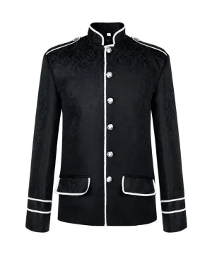 Schwarze Brokatjacke mit weißen Verzierungen