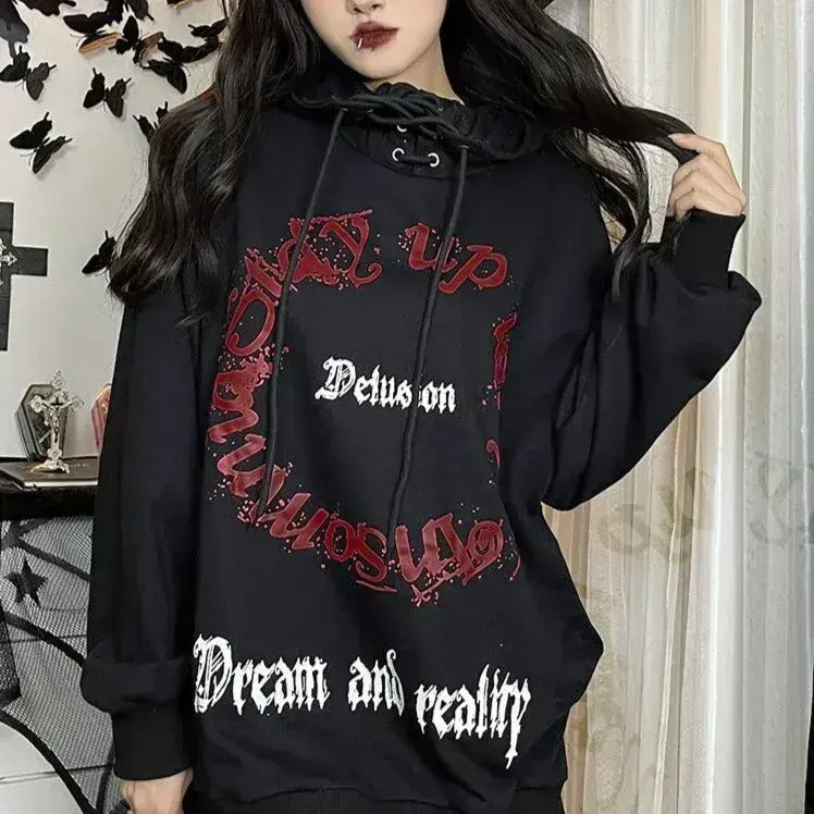 Gothic Kapuzenpullover 8211 L Black Polyester Male