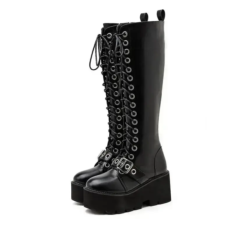 Gothic Punk Stiefel 8211 39 Black Pu Leather Female