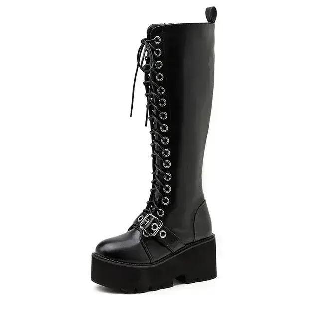 Gothic Punk Stiefel 8211 39 Black Pu Leather Female