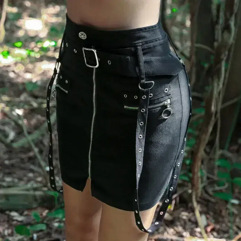 Gotischer Gerader Rock 8211 L Black Synthetic Female