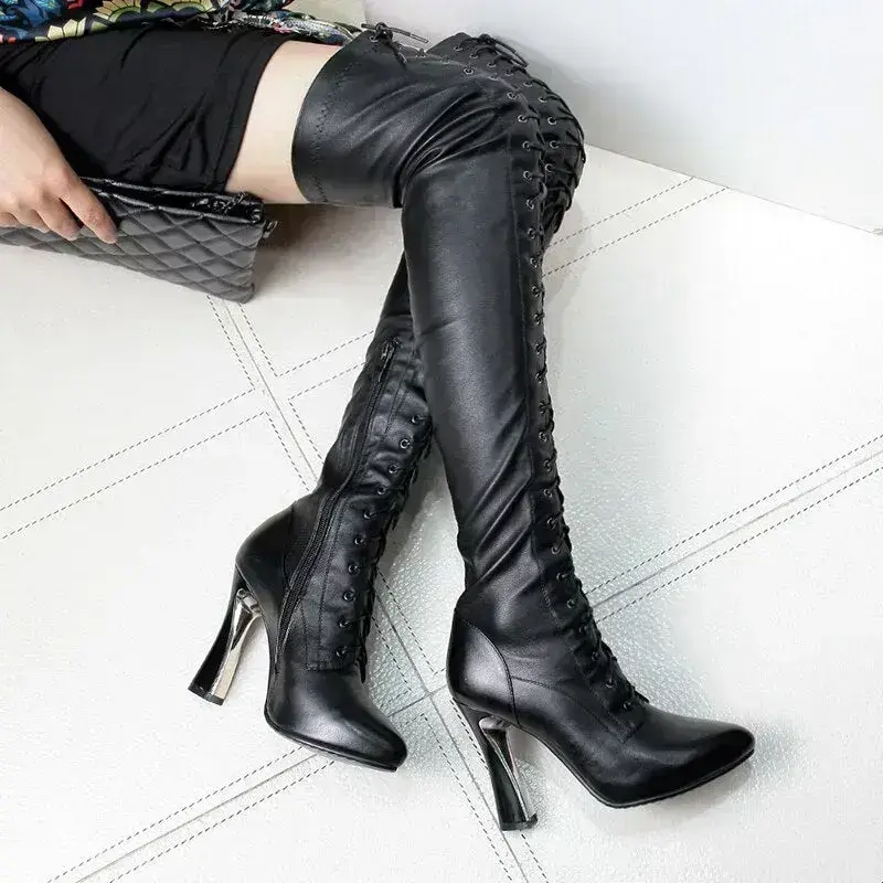 Hohe Gothic Stiefel 8211 39 Black Synthetic Female