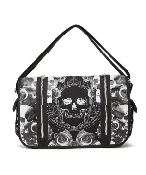 Handtasche mit Totenkopf-Dekor in Schwarz