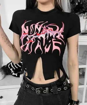 Emo-Shirt Schwarz mit Totenkopf