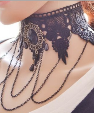 Gothic Rundhalsausschnitt aus Spitze