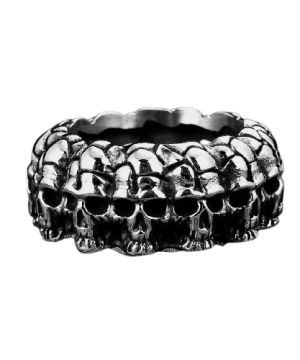 Gotik-Ring mit Totenkopf-Motiv aus Metall