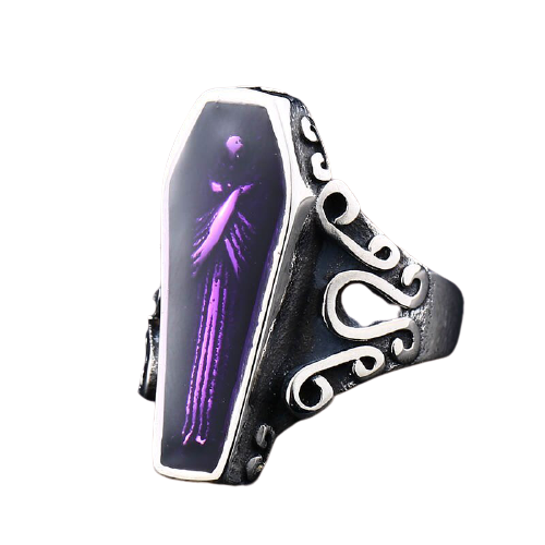 Gothic-Ring mit Sargmotiv