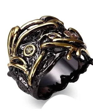 Gotischer schwarzer Zirkon-Ring