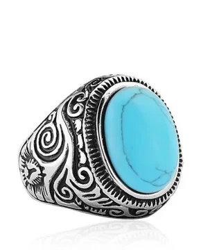 Vintage Gothic Ring mit blauem Stein