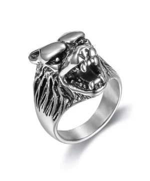 Gotischer Wikinger Wolfskopfring