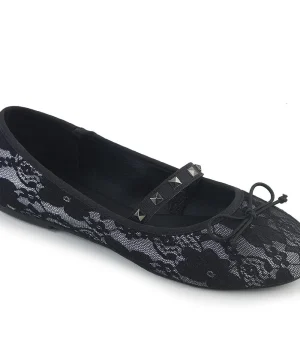 Schwarze Gothic-Ballerinas mit floralen Details