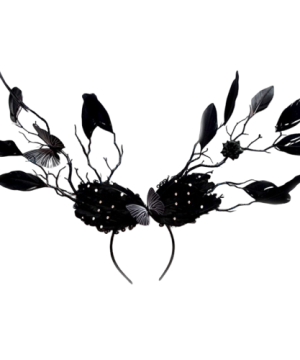 "Schwarzer Schmetterlings-Diadem mit Blättern"