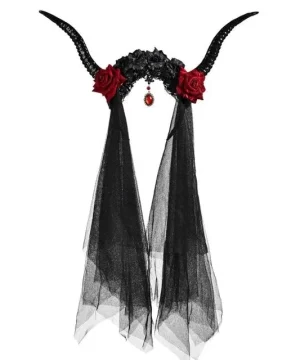 Gothic-Bandeau mit Rosen und Schleier