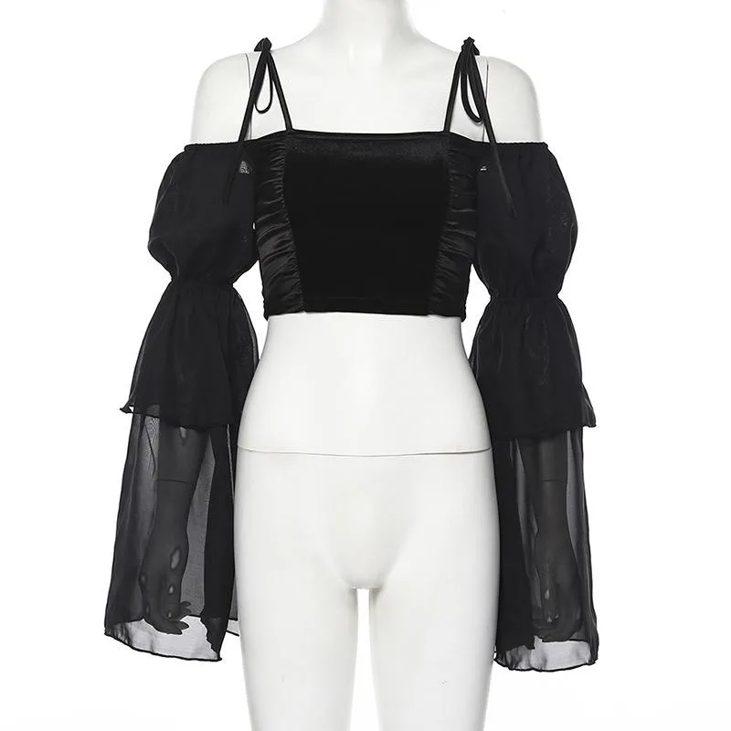 Gothic Bluse Nackte Schultern – Bild 2