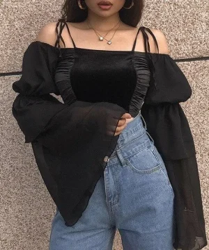 Gothic Bluse Nackte Schultern