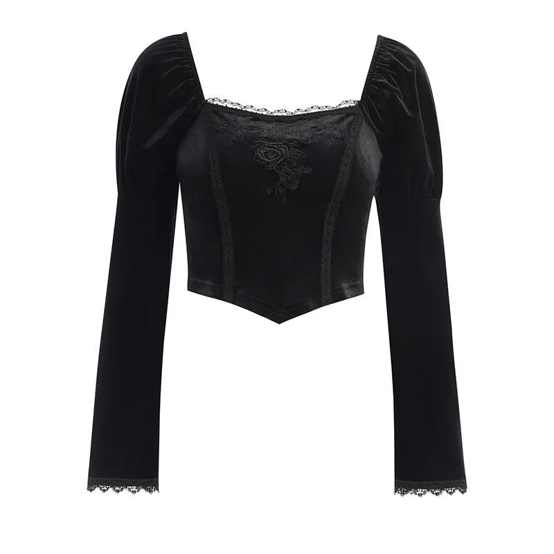 Gothic Bluse Glockenärmel – Bild 4