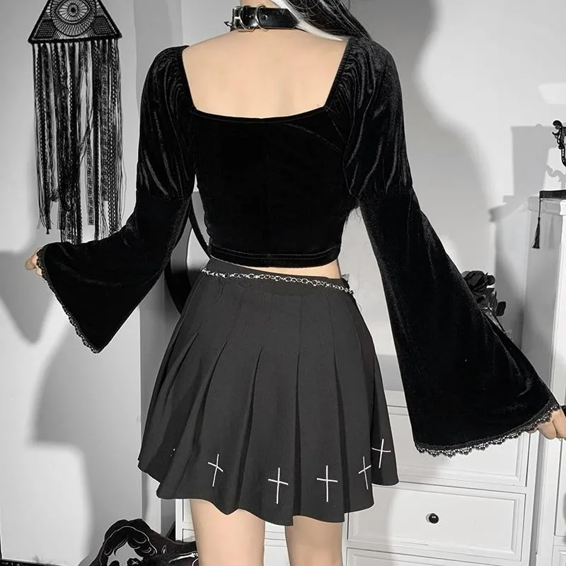 Gothic Bluse Glockenärmel – Bild 2