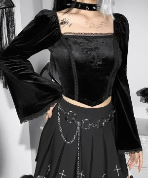 Gothic Bluse Glockenärmel