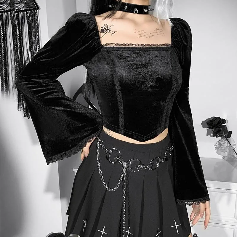 Gothic Bluse Glockenärmel