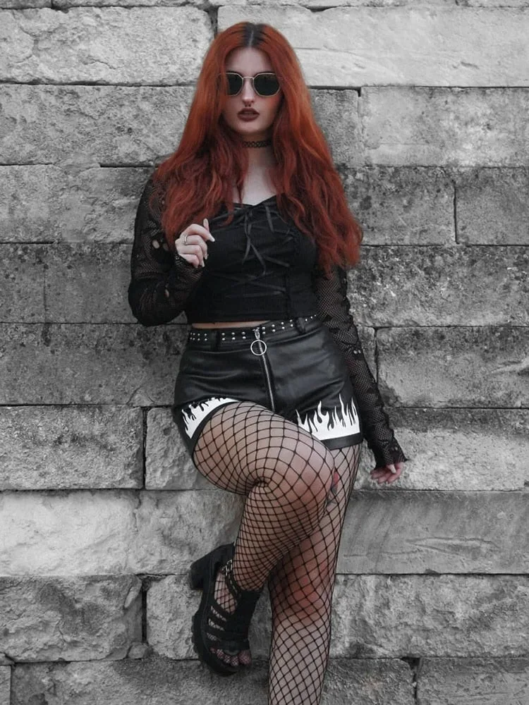 Gothic Bluse Totenkopfärmel