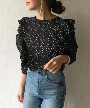 Gothic Bluse Polka Dots