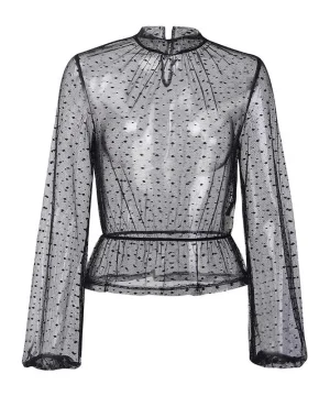 Gothic Bluse Transparente Polka Dots