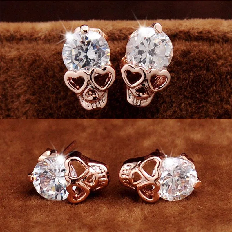 Gothic Ohrring <br />Rosa Kristall – Bild 2