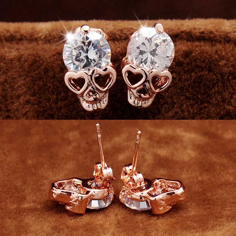 Gothic Ohrring <br />Rosa Kristall – Bild 3