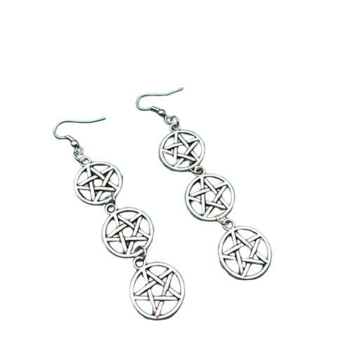 Gotischer Ohrring <br />Dreifaches Pentagramm