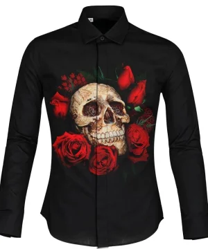 Gothic Shirt Blumenschädel