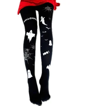 Gothic Strumpfhose Geister Print