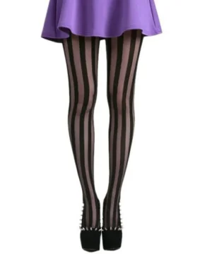 Gothic Strumpfhose Schwarz gestreift