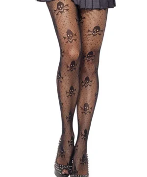 Gothic Strumpfhose Totenkopf Print