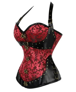 Gothic Korsett Steampunk Rot und Schwarz