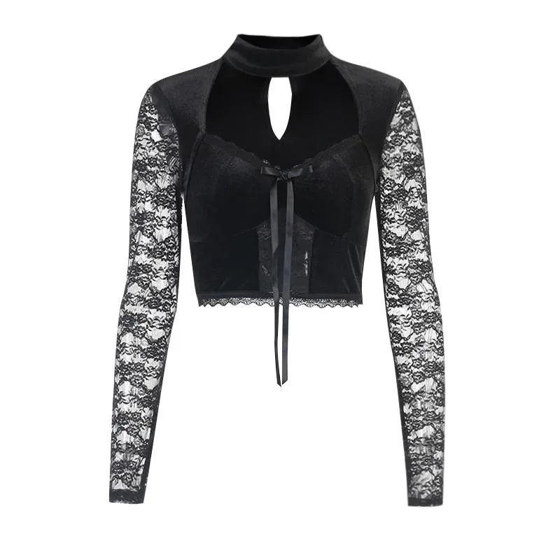 Gothic Crop Top Langarm – Bild 4