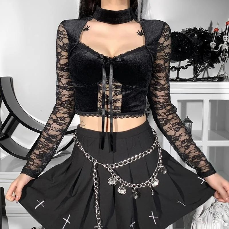 Gothic Crop Top Langarm – Bild 3