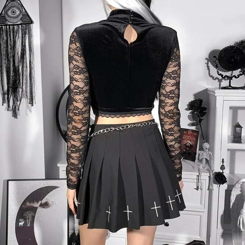 Gothic Crop Top Langarm – Bild 2