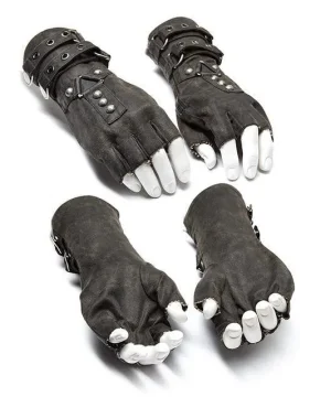 Gotischer Handschuh im Steampunk-Design aus Metall und Leder