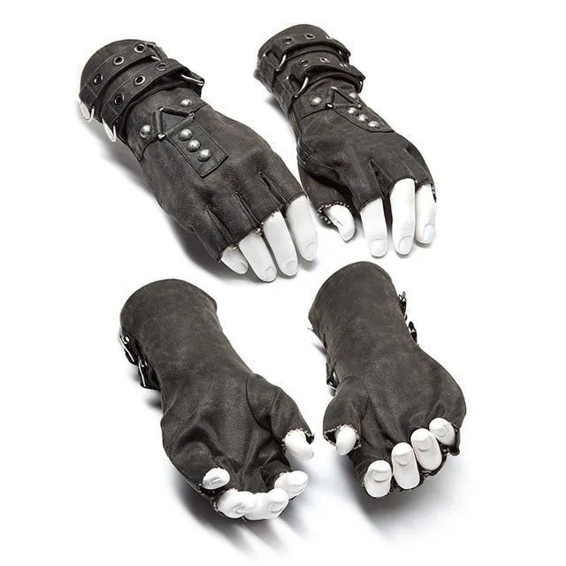Gotischer Handschuh im Steampunk-Design aus Metall und Leder