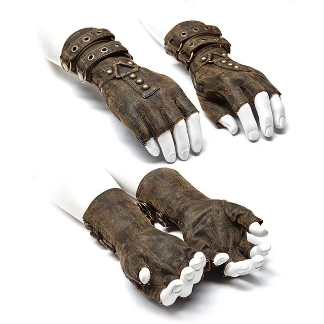 Brauner Steampunk-Gothic-Handschuh