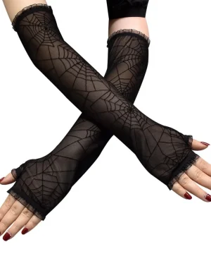 Spitzenhandschuh mit Spinnennetz-Muster