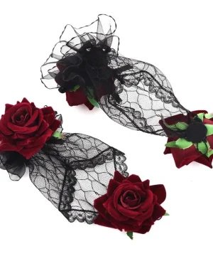 Gothic-Lederhandschuh mit Schnallen-Detail