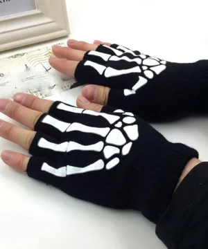 Gothic-Handschuhe mit Totenkopf