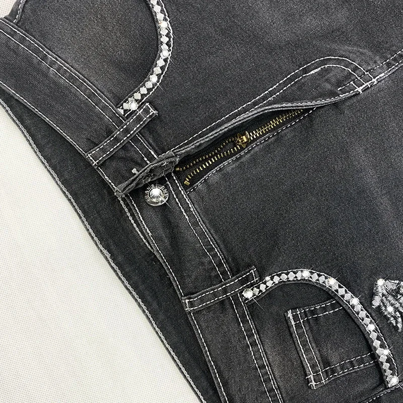 Gothic Jeans mit Totenkopf Design – Bild 5