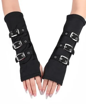 Schwarze Armschützer mit Schnallen-Design