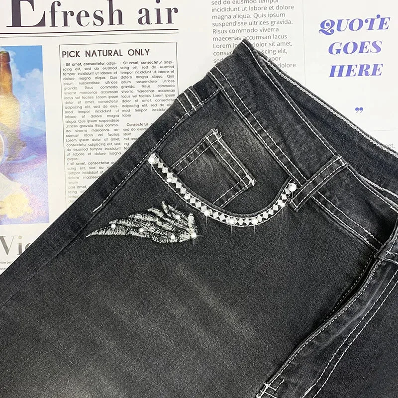 Gothic Jeans mit Totenkopf Design – Bild 3