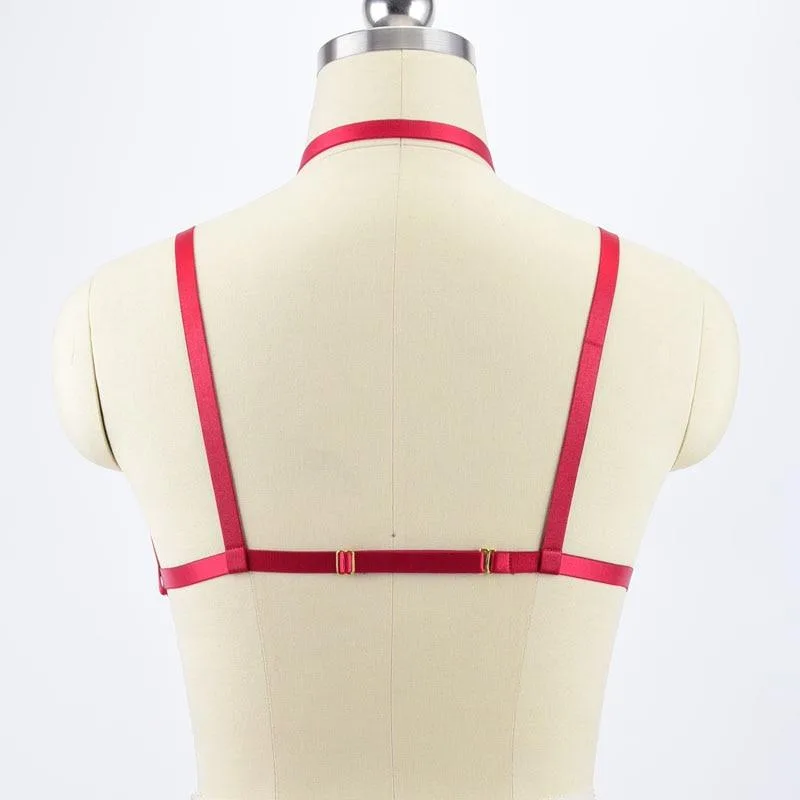 Gothic-Harness aus rotem Kunstleder
