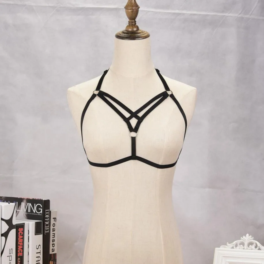 Damen-Gothic-BH mit Geschirr-Details