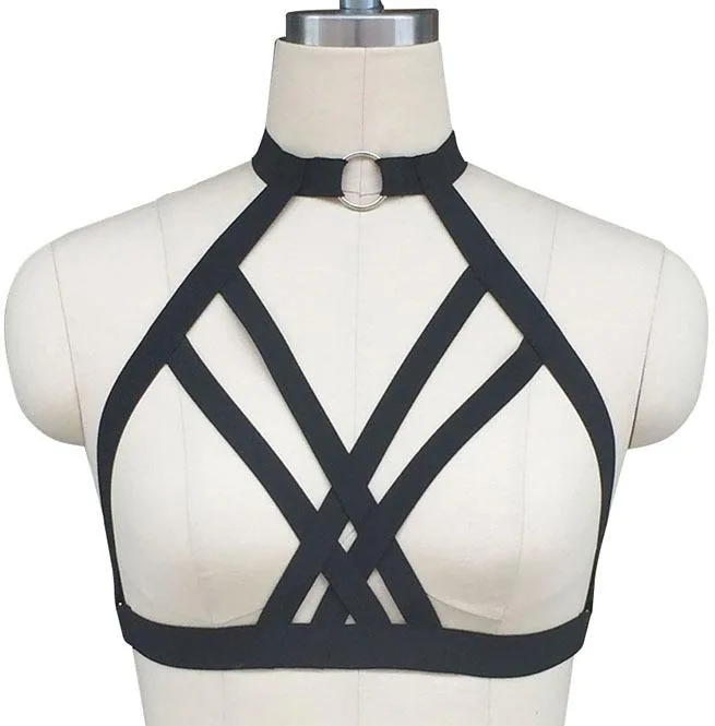 Käfig-BH mit verstellbarem Gothic-Harness