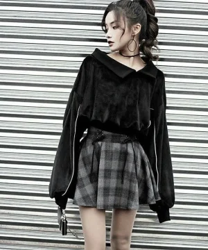 Gothic Rock Kurzer Faltenrock